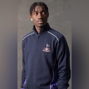 tottenham hotspur Spurs Mens Retro Crest 1/4 Zip Sweatshirt